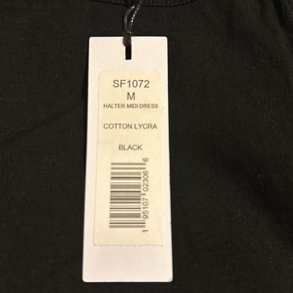 NWT MICHAEL STARS Halter Neck Racerback Ruched Sides Midi Dress Black - Picture 7 of 13